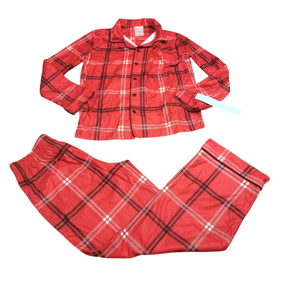 Wondershop Boys' Pajama Set Size Large 10/12 Red Holiday Christmas Sleepwear